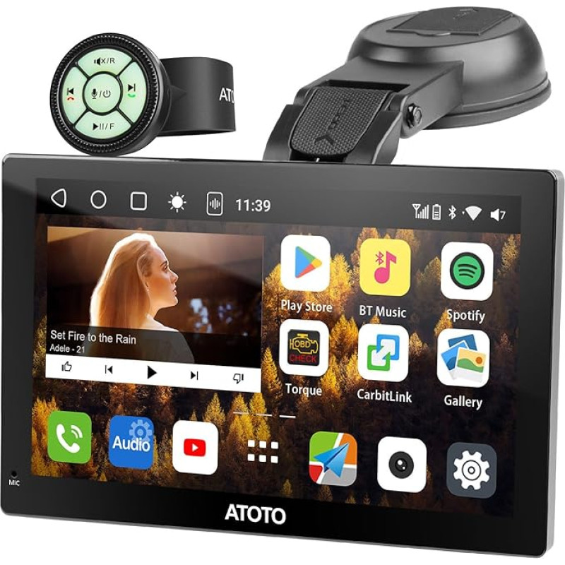 ATOTO 7 Inch QLED Android Wireless Portable Car Stereo, Wireless Carplay Android Car, Mirror Link, GPS Tracking, 2G+32G, Supports HDMI Input, P907SD