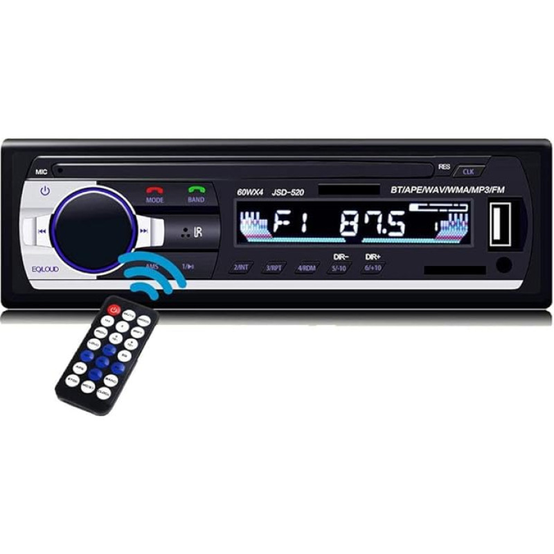 POFET In-Dash Car Stereo BT Audio Receiver with Aux Input FM Radio Adapter Car MP3 Player Support Aux in TF Card USB Car AUX Receiver + Radio Remote Control JSD520