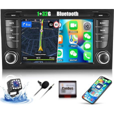 CAMECHO 7 Inch Android 13 Supports DAB+ Navigation Car Radio for Audi A3 S3 RS3, 2Din [1+32GB] HD Touchscreen Bluetooth Radio with GPS WiFi FM/RDS Mirror Link EQ Sound + Reversing Camera Canbus MIC