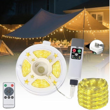 20M USB maitinimo šiltos baltos spalvos styginių žibintai su juostele - nešiojami LED palapinių žibintai, skirti stovyklavimui, žygiams ir lauko dekoracijoms