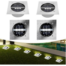 TOSHIN Solar Light Outdoor LED Solar Light Ground Garden Waterproof IP65 Solar Spotlight Outdoor Pathway Yard Lawn Patio Pool Square Cool White 4