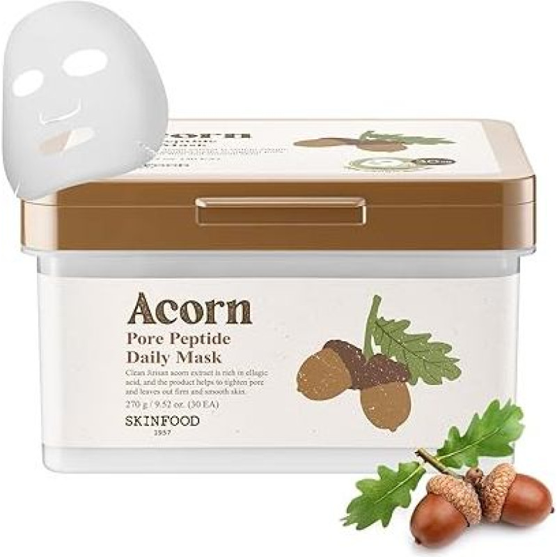 Skinfood Daily Mask of Poror Poro Peptide, 30 oz (30Ea) - greita elastingumo priežiūra, akimirksniu sutvirtina poras, stangrina