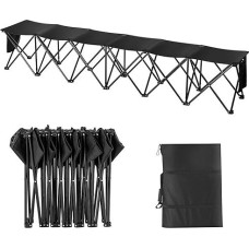 VEVOR Nešiojamasis sulankstomas suoliukas, 6 sėdimos vietos, sulankstomas šoninis suoliukas, lauko kempingo suoliuko kėdės su krepšiu, komandinio sporto šoninis suoliukas futbolui, stovyklavimui, žvejybai, nereikia surinkti