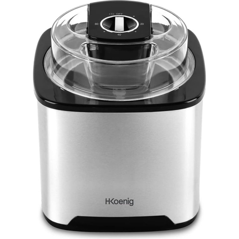 H.Koenig SRB80 ledų gaminimo aparatas, 2 l talpa, 12 W, nerūdijantis plienas, nuo 30 iki 40 min., 30 aps/min, automatinis išsijungimas, permatomas dangtelis, nuimamas indas