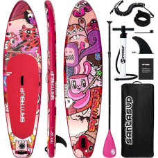 SantasupAufblasbares Stand Up Paddle Board 320/335cm Surfbrett SUP Komplettes Paddleboard Zubehör Verstellbares Paddel,Pumpe und Komplettes Zubehör SUP Board Set für Jugen und Erwachsene