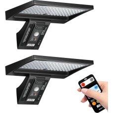 JESLED Solar Lights for Outdoor Use with Motion Sensor, 5200 mAh Solar Lights for Outdoor Use, 104 LED Solar Lamp, Outdoor, Ideal for Patio, Porch, Garage, Yard, Streets, IP65 Waterproof, Pack of 2