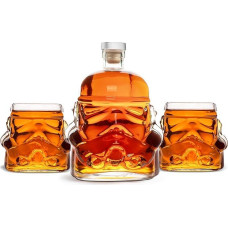 Original Stormtrooper Whiskey Decanter and 2 x Stormtrooper Helmet Glasses for Whisky, Bourbon, Scotch & Gin, 750 ml Decanter with Cork Stopper, 300 ml Glasses, Star Wars Gifts for Men!