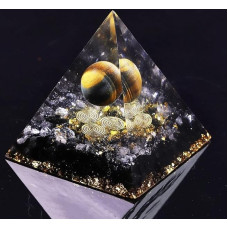 Juodojo obsidiano piramidė Didelė tigro akies piramidė Aura Kvarcas Jogos meditacija Dervos meditacija Amatas Apsauga nuo elektromagnetinio lauko (EMF) Namų papuošalai (itin didelė, 8 cm)