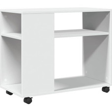 vidaXL šoninis staliukas, kavos staliukas su ratukais, sofos staliukas, kavos staliukas svetainėje, svetainės staliukas, balta medžio medžiaga