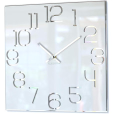 FLEXISTYLE Digit Square 30 cm Diameter, No Ticking Noise, Modern, Design Acrylic Glass and Acrylic Mirror, Living Room, Bedroom (White), z120_2(0)-0-x 30 cm, 30 cm