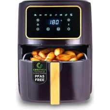 BERGNER Karšto oro keptuvė su medžio anglimis be PFAS 1800 W 6,9 l - 8 kepimo programos - oro keptuvė su keramine danga - temperatūros nustatymas 80-200 °C - laikmatis iki 30 minučių - sveikas kepimas be aliejaus