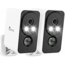 2 Pieces 2K Outdoor Surveillance Camera, Battery, WLAN Wireless Surveillance Camera Outdoor/Indoor with Coloured Night Vision, PIR Motion Detection, 2-Way Audio, Cloud/SD Card, Alexa, 2.4 GHz