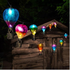Šventiniai žibintai 2,7 m Saulės Heißluftballon Lichterkette außen mit 10 weißen LEDs bunte Lichterkette Solar Lichterkette aussen