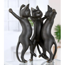 GILDE Gatto dervos figūrėlė Juoda metalinė išvaizda Katė Aukštis 30,5 cm Plotis 26 cm Gylis 21 cm Dekoratyvinė skulptūra Namų aksesuaras Dovana