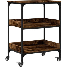 vidaXL Kitchen Trolley, Trolley with Storage Space, Side Trolley for Kitchen, Bathroom, Office, Serving Trolley, Kitchen Shelf, Smoked Oak Wood Material