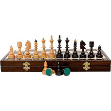 Išskirtinis INDIAN Deluxe 46.5cm / 18.3in Sweet Cherry Wood - puikus medaus išvaizdos rankų darbo medinių šachmatų rinkinys