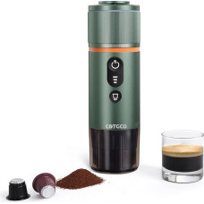 Portable Coffee Machine with Battery for Travel - Portable Espresso Machine for Camping - Heats 40 ml Coffee in 3 Minutes in the Car - Enjoy Coffee Outdoor - Compatible Nespresso Capsules - Green