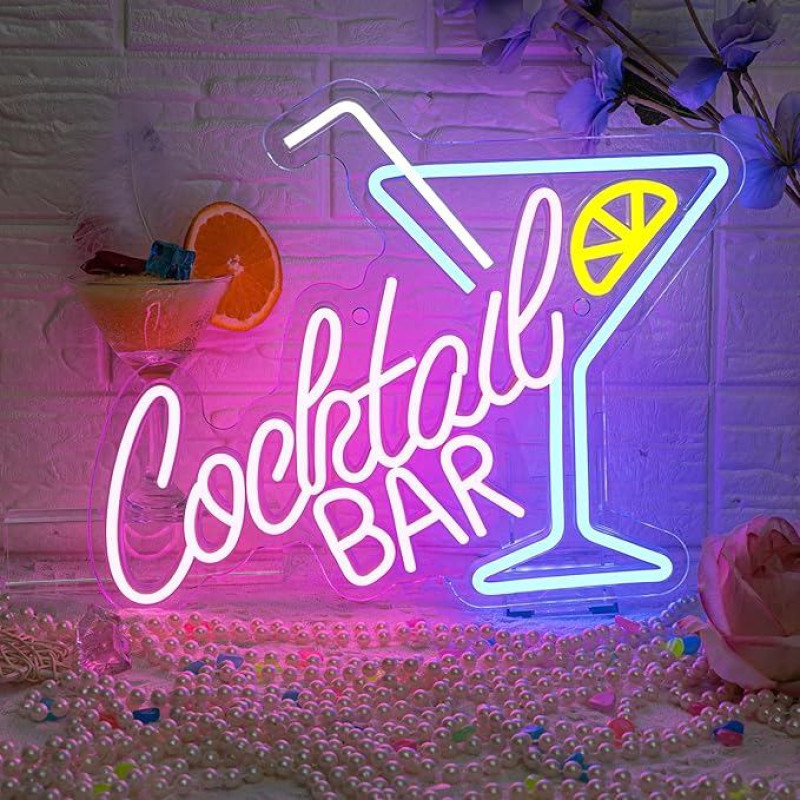NOXET Kokteiliai Baras Neon ženklas, LED Neon Bar ženklas, kokteilių Neon ženklas sienai, kokteilių Neon šviesa Pub namai Alaus klubas Žmogus urvas Restoranas Parduotuvė Ženklas Kokteiliai Dekoras