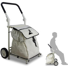 Sulankstomas pirkinių vežimėlis, 50 kg keliamoji galia, pirkinių vežimėlis, rankinis vežimėlis, skirtas apsipirkti ar gabenti prekes, sulankstomas universalus vežimėlis su 120 l nuimamu krepšiu ir sėdyne (smėlio spalvos)