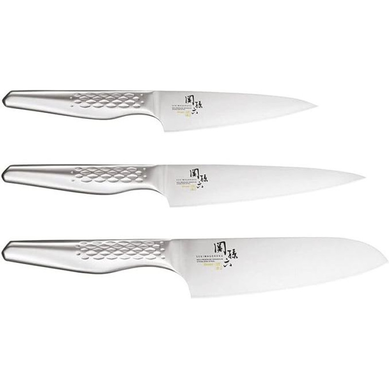 KAI Seki Seki Magoroku Shoso 3 peilių rinkinys - 12 cm, 15 cm, 16,5 cm peilis 