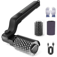 WHATOOK elektrinis grilio šepetys: 180° reguliuojamas kampas, maitinamas akumuliatoriumi, 3 valymo etapų, pagamintas iš nerūdijančio plieno, atsparus vandeniui, skirtas kepimo grotelėms, juodas