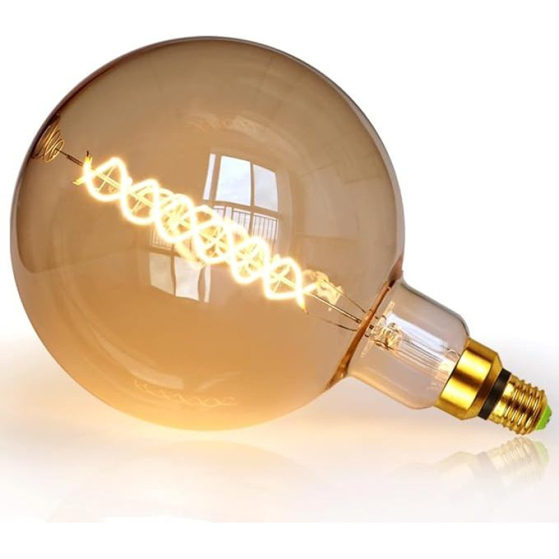 Didelė gaublio vintažinė LED lemputė 200 mm skersmens G200 milžiniška Edisono lemputė 6 W šviesos diodų lemputė 220-240 V E27 (auksinė)