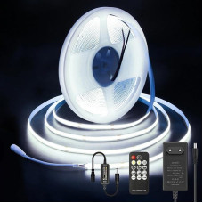 ALITOVE 10 m COB LED juosta 24 V Cool White 6000 K Dimmable 320 LEDs/M Lipnios LED šviesos juostos su RF nuotolinio valdymo pultu ir maitinimo šaltiniu gyvenamojo kambario apatinės spintelės apšvietimui Virtuvės interjero dekoravimui