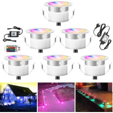 Bluetooth RGB LED Floor Installation Beam Outdoor 0.5 W Diameter 45 mm IP67 Waterproof LED Recessed Spotlight Patio Kitchen Garden LED Lamp Full Kit