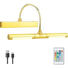 BIGMONAT Wireless Picture Wall Lights with Remote Control, Rechargeable Battery, LED Picture Lights, 28 LEDs, 13 Inch Rotating Light Head with 12 Color Changing, Dimmable Display Lights for Paintings,