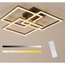 DELIPOP LED Ceiling Light Dimmable, 40 W 4500 LM Ceiling Light Black Living Room Lamp with Remote Control 3000-6500 K, Square Modern LED Lamps, Ceiling Lights for Living Room, Bedroom, Study, Office