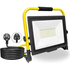 PICAA Construction Spotlight, 100 W LED Floodlight, 10000 lm, Cool White, Portable LED Work Light, IP66 Waterproof, Work Light for Workshop, Construction Site, Garage, 6500 K