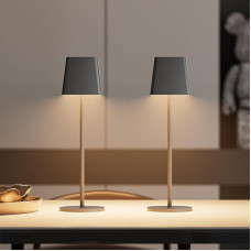 K-Bright Dimmable LED Battery Table Lamp | Suitable for Indoor and Outdoor Use | Rechargeable | 3000 K Warm White Light | Wireless Table Lamp | 1 m USB-C | Dark Grey (Pack of 2)