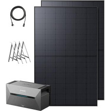 Anker SOLIX Balcony Power Station with Storage (890 W | 1600 Wh), Solar Bank 2 Plus 2 MPPT for up to 2 Solar Panels, 1600 Wh Memory for Balcony Power Plant, 2 x 445 W Topcon Solar Panels, Brackets, 9.6 kWh