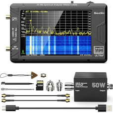 SEESII TinySA Ultra+ ZS406 spektro analizatorius su 50 W silpnintuvu, 4,0 colių dažnių analizatorius 100 kHz - 5,4G Hz, 