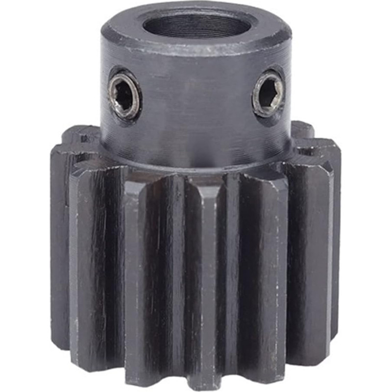 Pavaros kampas 45 plieninė cilindrinė pavara 2 moduliai 12 dantų 13 dantų cilindrinė pavara 6 mm 8 mm 10 mm skylė Išgaubta pavara Juodinimas 45 anglinio plieno pavarų dėžės pavaros velenas (dydis : 2M 13T 8 mm skylė)