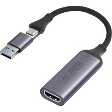 AXFEE vaizdo įrašymo kortelė, HDMI į USB A/C įrašymo kortelė, 4K HDMI USB 3.0 1080P vaizdo įrašo grobuonis žaidimams, skirtas mokymui, suderinamas su Switch PS4 PS5 Xbox TV Stick DSLR fotoaparatu, kompiuteriu, telefonu