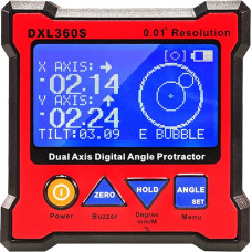 Protractor Digital Box, DXL360S Dual Axis Digital Level Box, Digital Dual Axis Spirit Level, Electronic Inclinometer, Level Angle Finder for Woodworking, Construction, Automotive Industry