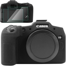 Silikon-Schutzhülle für Canon EOS R8 Hülle, Zubehör mit 2 Stück Displayschutzfolie, Abnehmbarer Objektivschutz für Canon R8 Digitalkamera