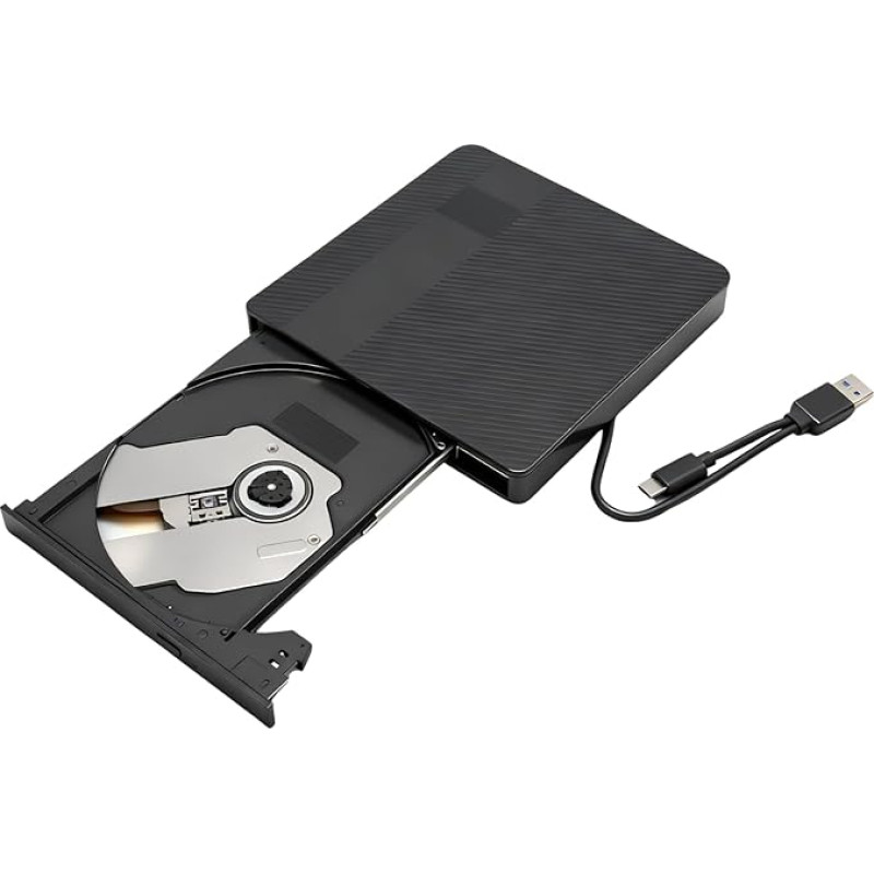 Išorinis DVD diskas USB 3.0 Type-C CD DVD +/-RW Burner Optinis diskas USB C CD diskas nešiojamam kompiuteriui, skirtas WinsXP/2003/Vista/7/8.1/10.11/Linux/OS X