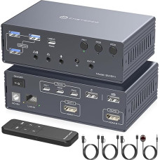 VEDINDUST 4K120Hz HDMI KVM Switch 3 PC 2 Monitors Docking Station Thunderbolt Dock USB C KVM Switches Supports Advanced/Mirrored Mode for Mac and Windows