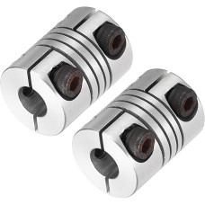 sourcing map Flexible Wellenkupplung, 6 bis 6,35 mm, 20 mm Länge, 15 Durchmesser, Klemmwellenkupplung, Aluminiumlegierung, Gelenkverbinder, Schrittmotor-Kupplung für 3D-Drucker, CNC-Maschinen