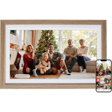 Rollei Smart Frame WiFi 152 skaitmeninis nuotraukų rėmelis 15,6 colių Frameo skaitmeninis nuotraukų rėmelis 1920 x 1080 IPS jutiklinis ekranas 32 GB atminties Medžio efekto ąžuolo skaitmeninis nuotraukų rėmelis Skaitmeninis elektroninis nuotraukų rėmelis