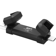 Silicon Power DS72 Solid State Drive Portable USB 3.2 Gen 2 Type-C/Type-A 1TB Black