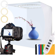 DUCLUS Light Tent Photo Box 30 x 30 cm Nešiojama šviesos dėžutė Foto studija su reguliuojamu 88 LED apšvietimu + 6 fonai fotografijai Mini Product/Jewellery/Collection Models