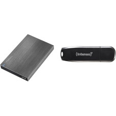 Intenso 6028660 Memory Board External Hard Drive 1TB (6.4 cm (2.5 Inches), 5400 rpm, 8 MB Cache, USB 3.0) Anthracite & Speed Line - 64 GB Memory Stick - USB Stick 3.2 Gen 1x1, Black