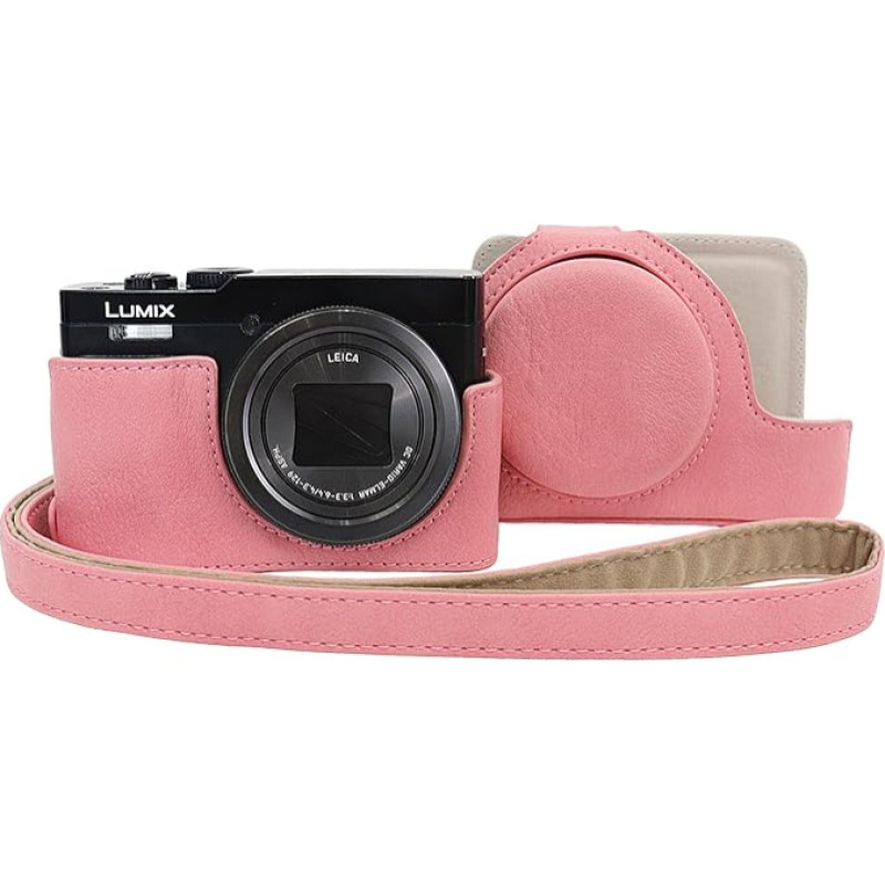 VOVMOEYA Tasche für Panasonic Lumix DC-TZ99 mit verstellbarem Schultergurt, TZ99 Hülle, PU-Leder, Kameratasche, Schutzhülle, Koffer, Camera Case