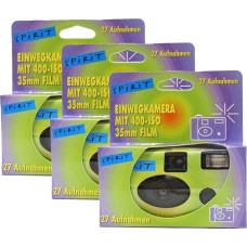 3 x 1A PHOTO PORST Edition Spirit Disposable Camera in Green, Colourful, with Flash, Batteries and Film (Pack of 3, 27 Shots Each)
