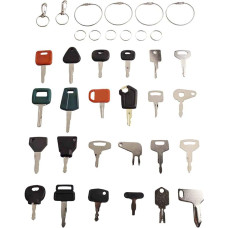 Schlüsselsatz für schwere Geräte Baumaschinen für Jlg Cat Jcb Kubota Hyster Bobcat 24-teilig Zündersatz mit Schlüsselringen für Bagger und Generator