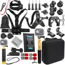 Gurmoir Accessory Kit for Gopro 13/12/11/10 Osmo Action 5 pro/4/3/Insta 360 X5/X4/X3 and More Action Camera.Mounting Bike Handlebar Helmet Angle Kit for Gopro/Osmo Action/Insta360(DT18)