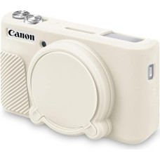 BOVKE Silikoninis fotoaparato dėklas Canon PowerShot SX740/SX730 skaitmeniniam fotoaparatui, SX740 fotoaparato minkštas dėklas, guminis fotoaparato dėklas su nuimamu objektyvo dangteliu, baltas rūko spalvos, dėklas